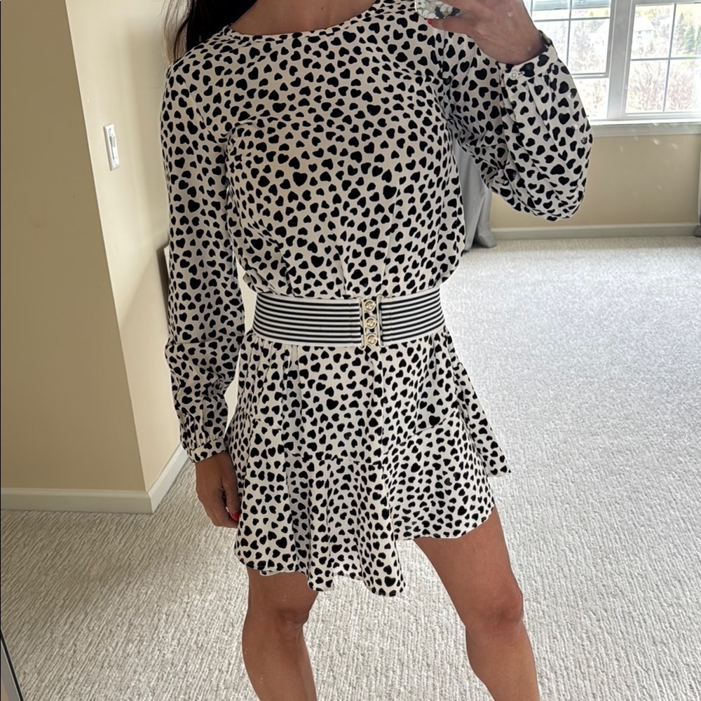 Stylish Black and White heart Dot Dress - Picture 2 of 6